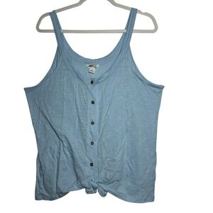 Caslon‎ Women Light Blue Cotton Modal Blend Tank Top Tie Front Button Detail XL